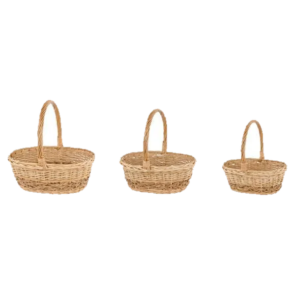 Natural oval willow handbasket set of three