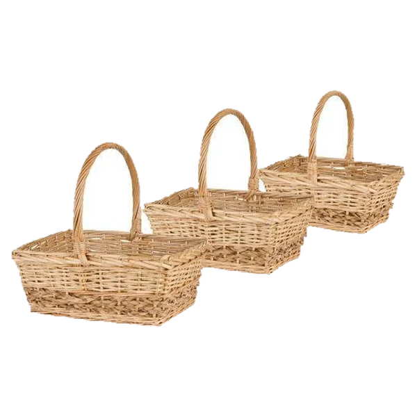 Square willow handbasket set of three